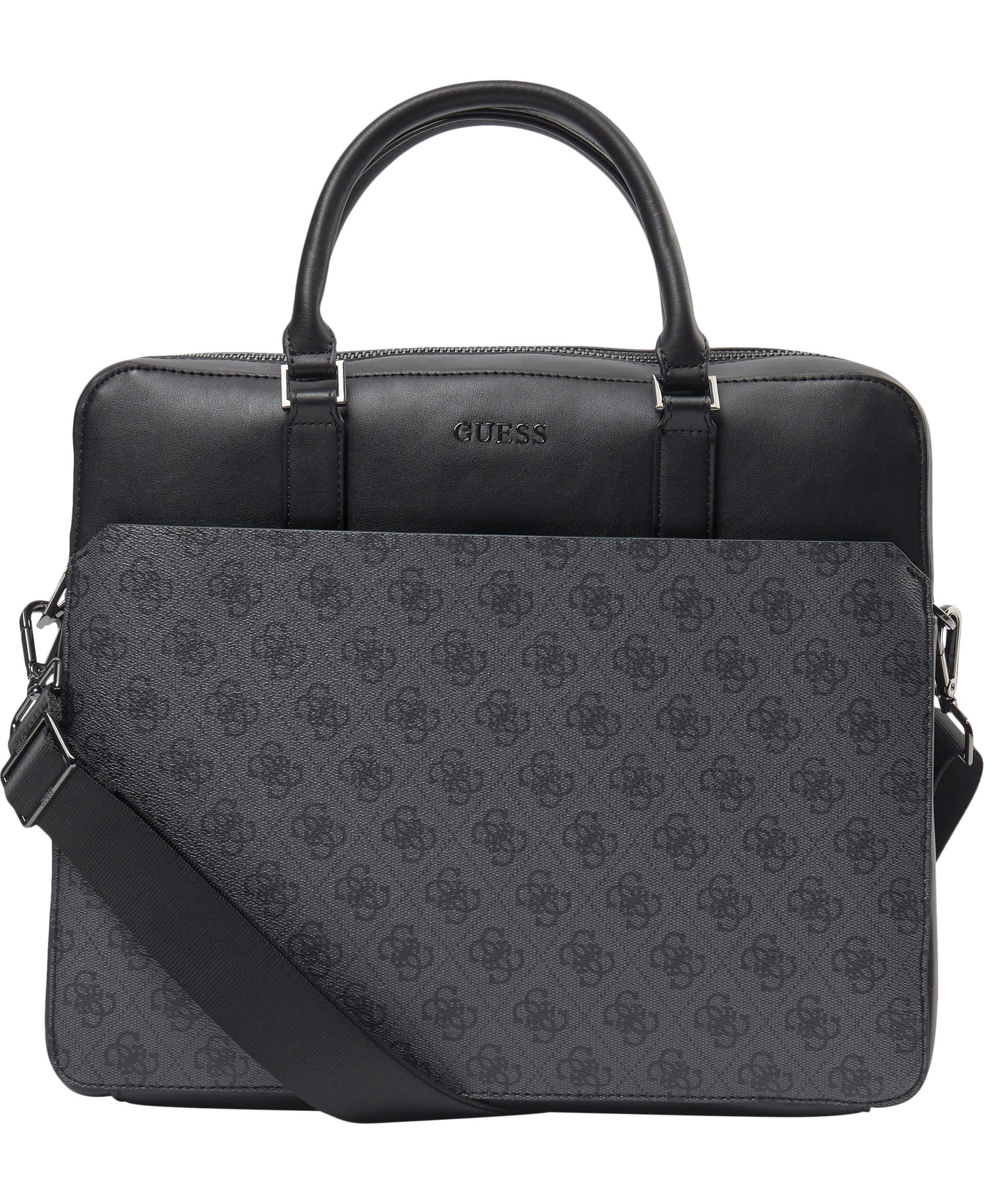 Guess, Vezzola, Polyurethane, Textile Briefcase, Computer, Black, 35 x 29 x 9 cm, For Men.